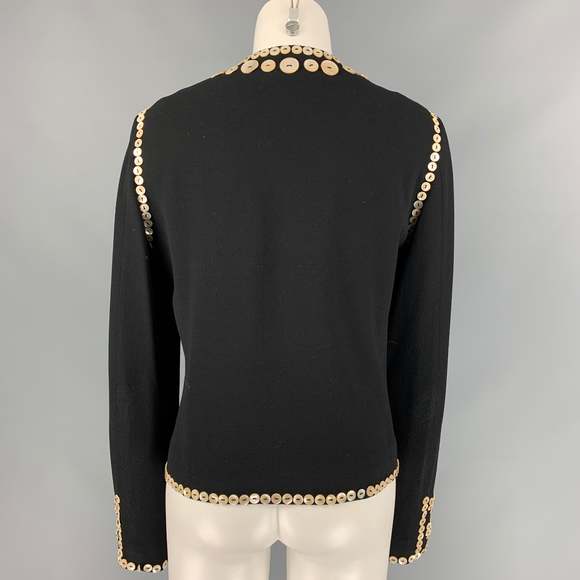 Vintage CHEAP and CHIC by MOSCHINO Black Wool Applique Jacket - Picture 4 of 7